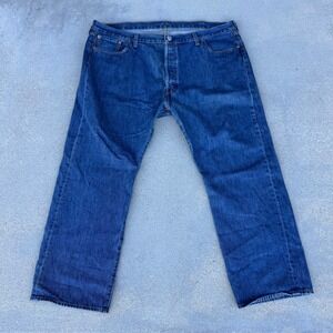 Levi's‎ 501 Button Fly Denim Jeans Mens 44x30 Dark Wash Straight Leg 100% Cotton